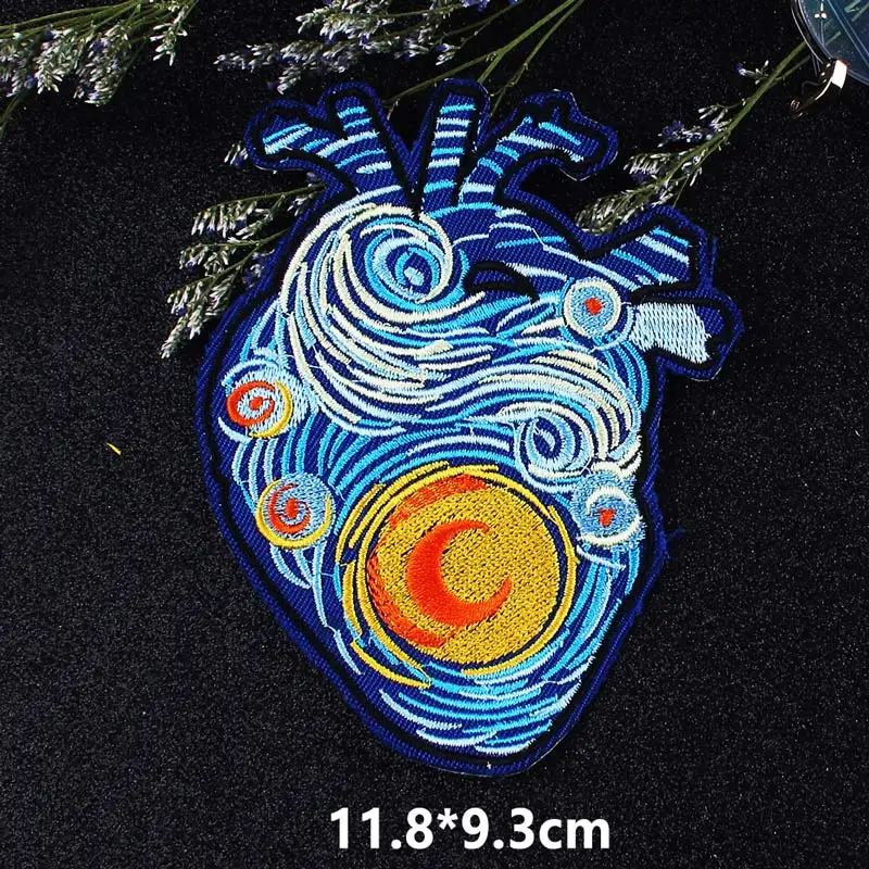 Ван Гог пользовательские патчи звездное небо патч вышитые для одежды синий