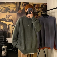 privathinker solid color mens winter sweater oversize harajuku pullover o neck warm korean style male sweater mens clothing