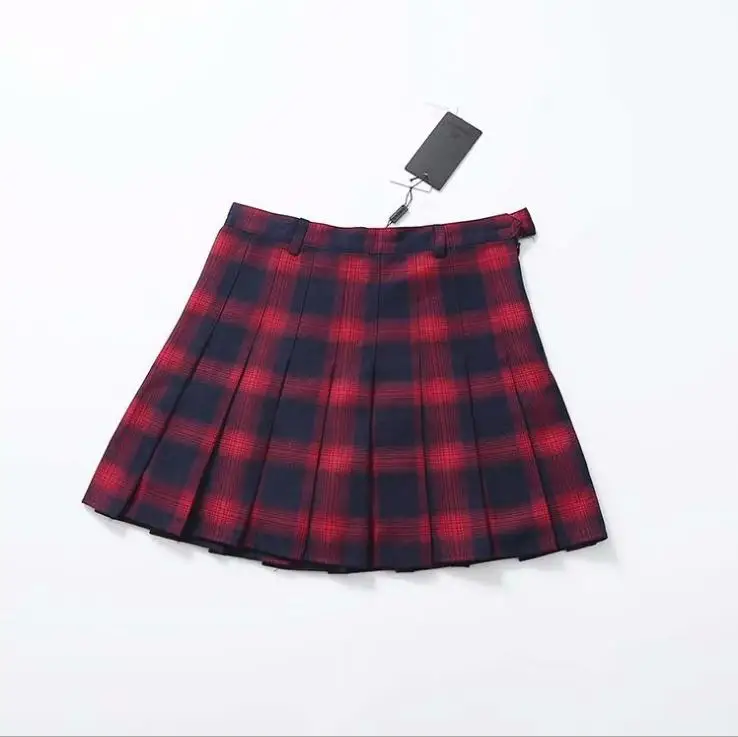 Женская плиссированная мини-юбка в клетку с высокой талией | одежда