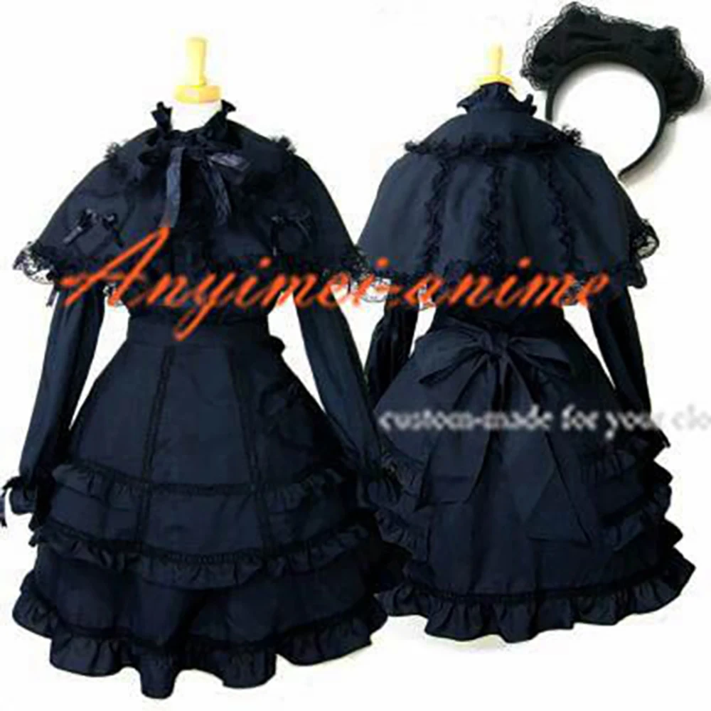 

fondcosplay Sissy Maid Gothic Lolita Punk Fashion black cotton Dress Outfit Dress Cosplay Costume Tailor-made[CK622]