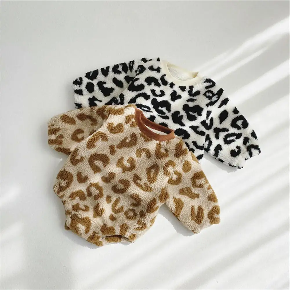 

Winter Baby Romper Set Leopard Newborn Baby Jumpsuit With Hat Thick Fleece Boys Playsuit And Pants Toddler Clothes Set Overalls