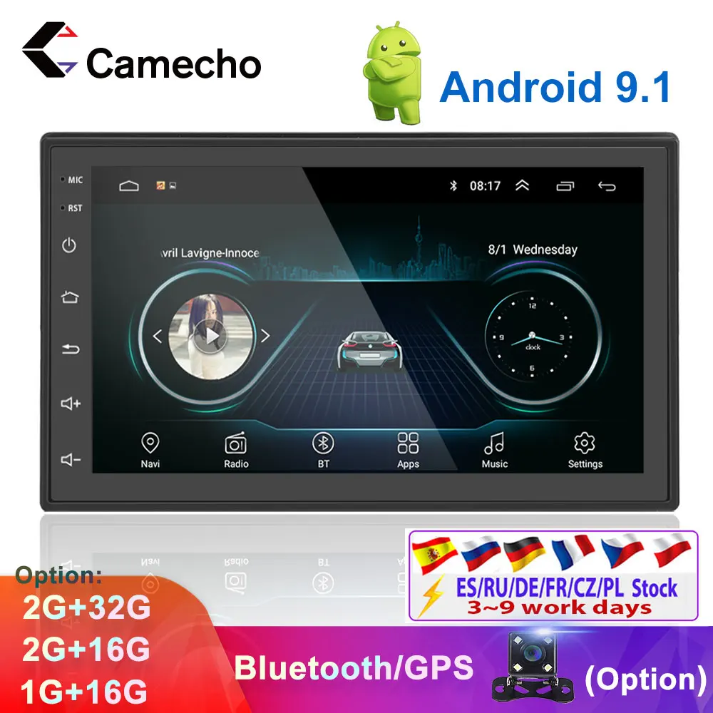 Автомагнитола Camecho 2DIN Android 9 1 Автомобильный мультимедийный плеер Bluetooth GPS