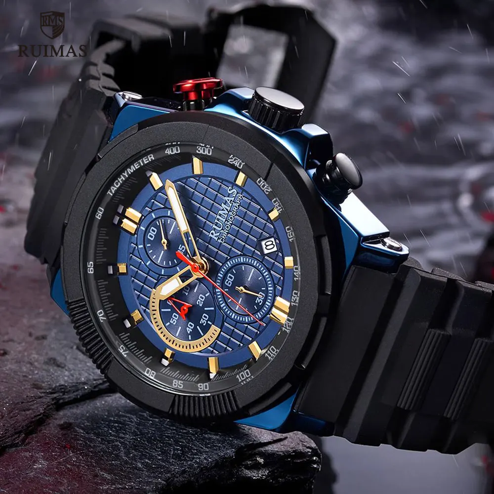 Мужские Роскошные спортивные часы RUIMAS водонепроницаемые наручные ведущей марки