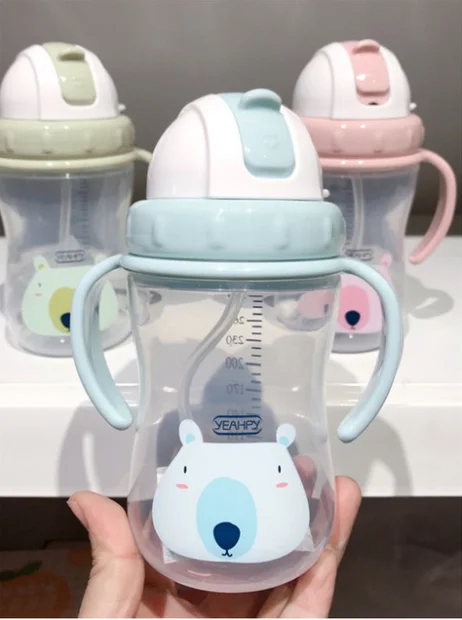 Дети учатся питьевая вода соломенная ручка бутылка детская чашка милый учебный