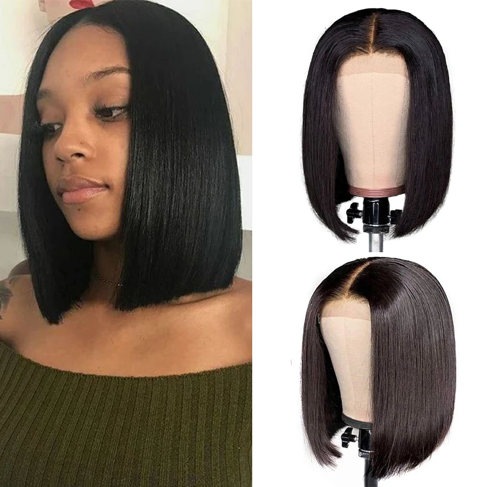 Короткие перуанские парики Liddy 13x4 прямые передние человеческие волосы 100%