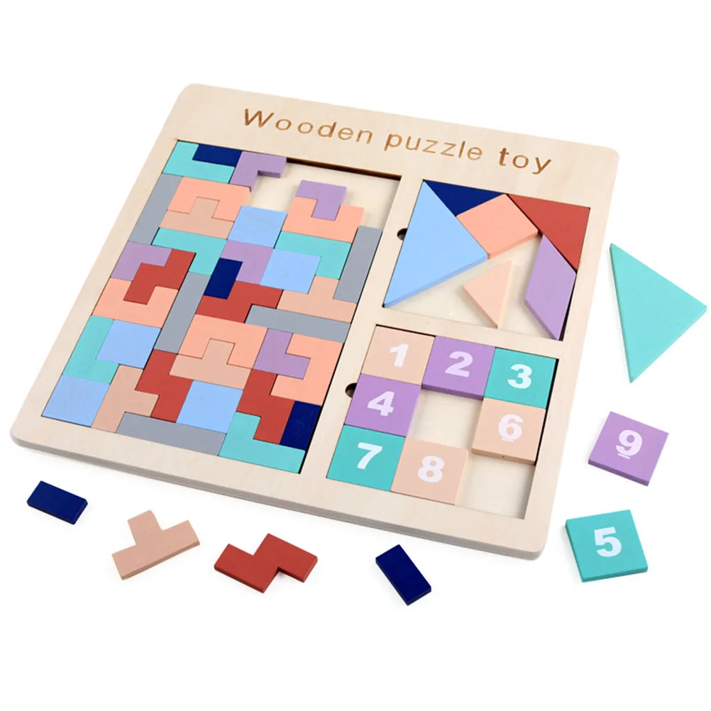 3 в 1 красочные деревянные головоломки игрушка Танграм головоломка разведки 3D