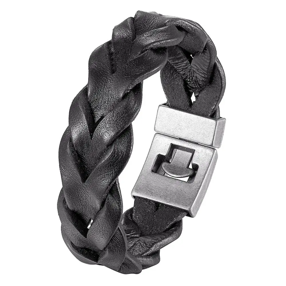 Новый высококачественный винтажный Модный браслет натуральный черный плетеный