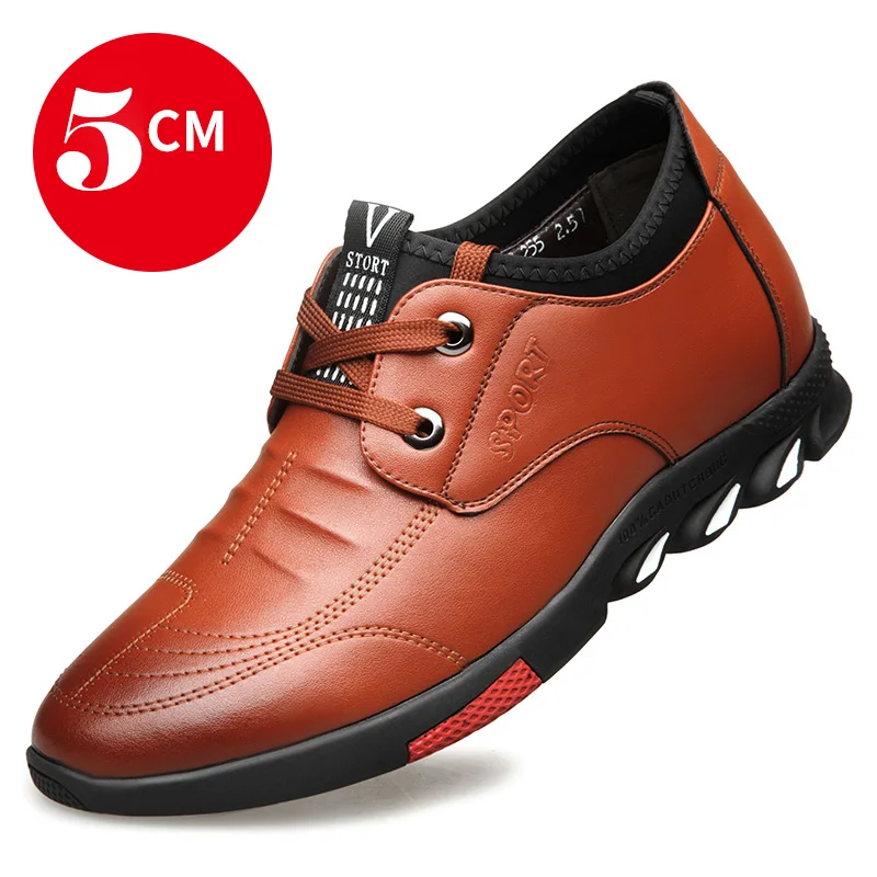 Elevator Style Brown Misalwa, 5 см, мужская кожаная повседневная обувь, мужские повседневные кроссовки, увеличивающие рост, Мужская обувь в британском стиле - Цвет: Elevator Style Brown