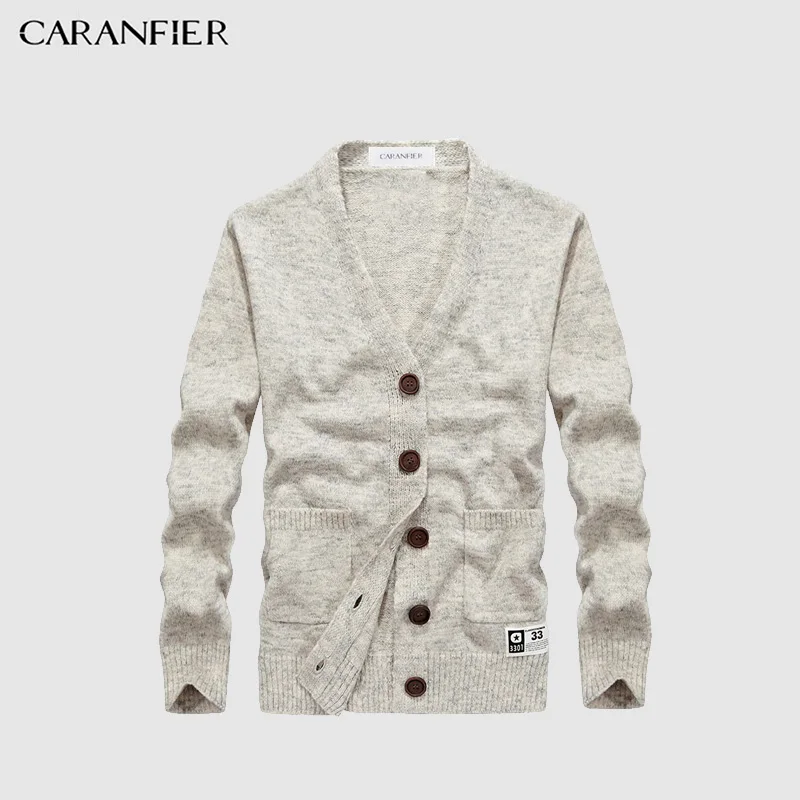 Caranfier брендовый свитер Для мужчин кардиган мужской v образным вырезом одной