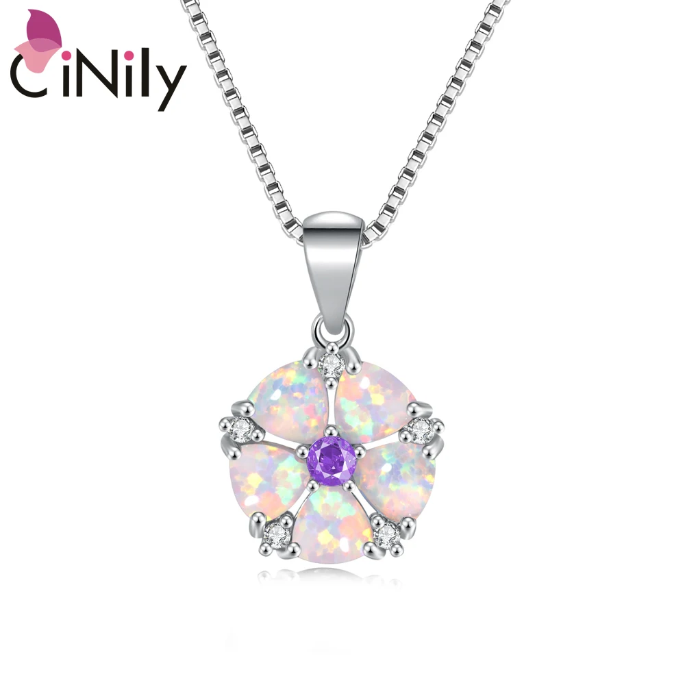 Подвеска CiNily в форме цветка топаз опал Стерлинговое Серебро 925 пробы подарок для