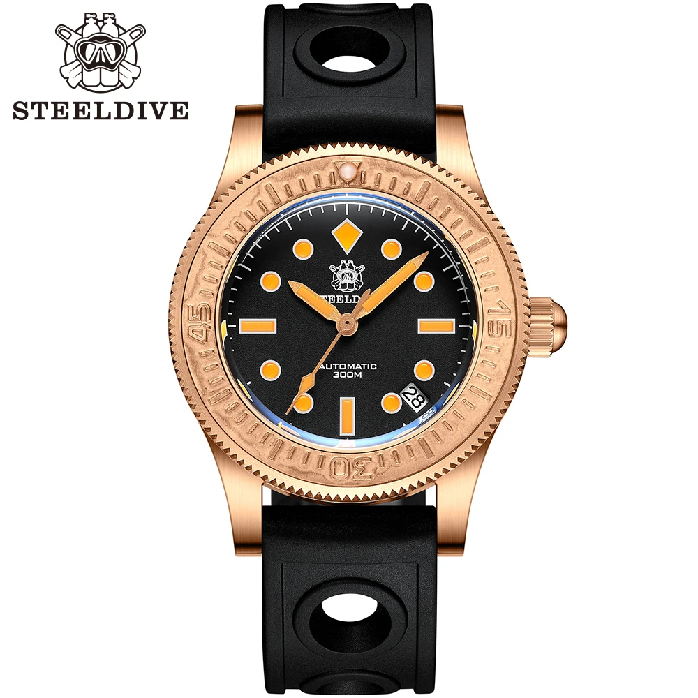 

2021 Steeldive CUSN8 бронзовые часы SD1952S 300 м водонепроницаемый Бронзовый Безель NH35 Move men t Супер Светящиеся мужские роскошные часы для дайвинга