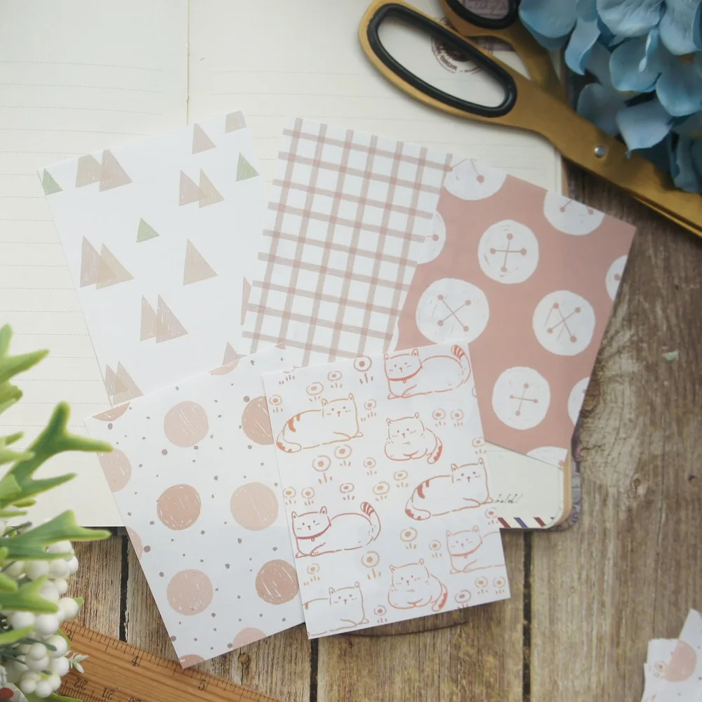 30pcs DIY Light Brown Color Cat Button 5 Style Mix Design Paper As Creative Craft Background Scrapbooking Use | Дом и сад