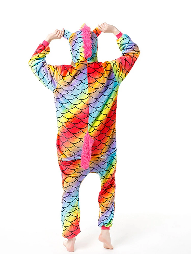 

Fish Scale Unicorn Unisex Adult Pajamas Cosplay Onesie Children Onesie Animal Sleepwear Pyjamas Christmas Halloween Costume