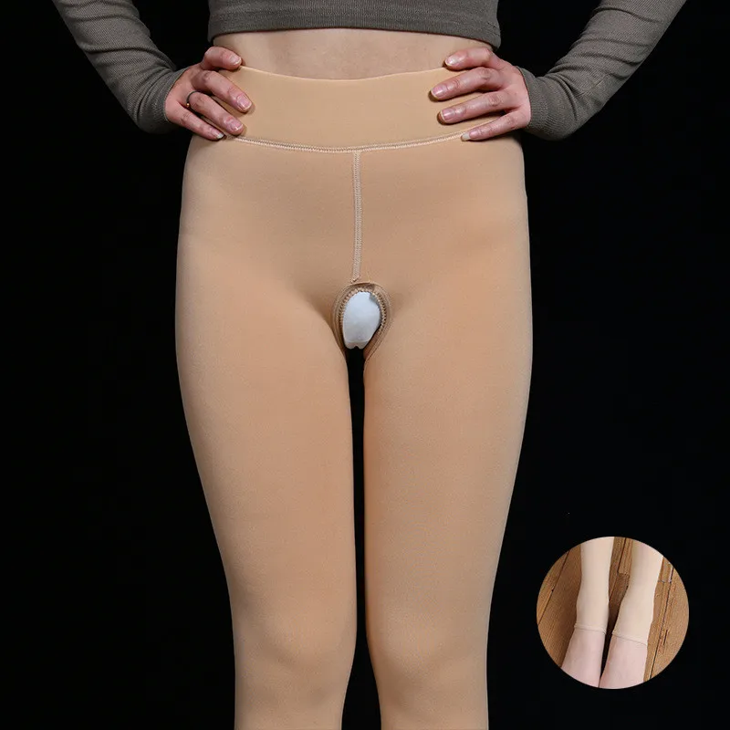 

Пикантные леггинсы с открытой промежностью, женские зимние утепленные бархатные теплые брюки, Колготки с подкладкой, эластичные длинные штаны, нижняя одежда, женские пикантные колготки