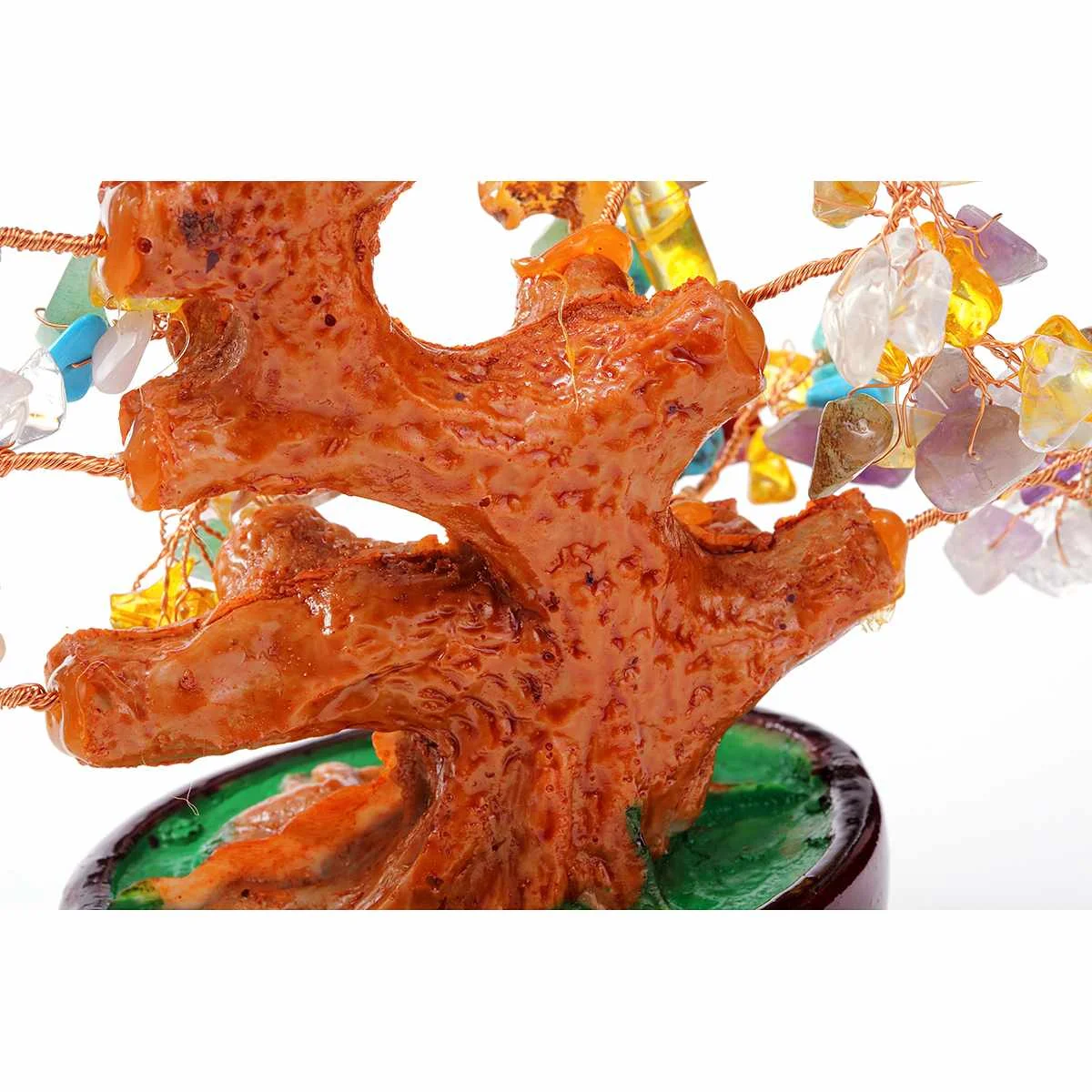 17cm Artificial Crystal Quartz Money Tree Feng Shui Aventurine Colorful Stone Trees for Wealth Mascot Home Room Ornament Gift