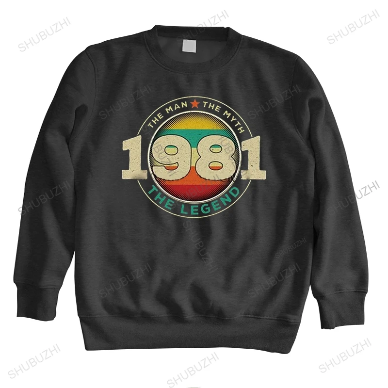 

Vintage Legend 1981 hoodies Men Cotton sweatshirt Tops 40th Birthday Gift hoodie Urban hoody Streetwear brand Clothing