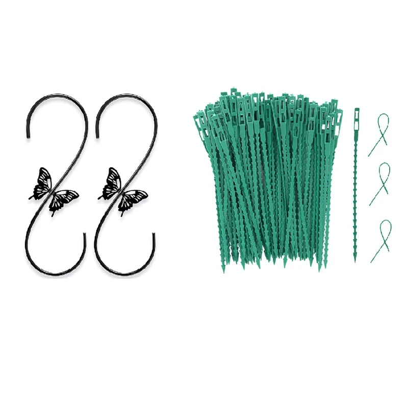 

2PCS Attractive Bird Feeders Hanger 12-Inch, Metal Bird Feeders Hook With 200PCS Adjustable Garden Plant Twist Ties