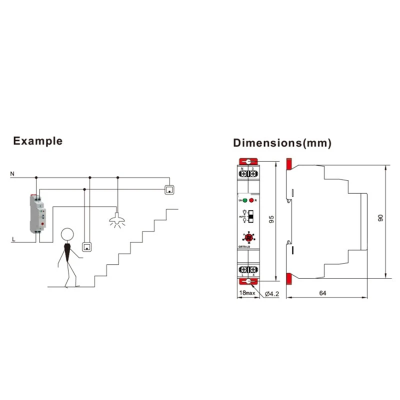 GRT8-LS переключатель лестничной дин-рейки с таймером освещения 230VAC 16A 0,5-20 минут отключения реле света.