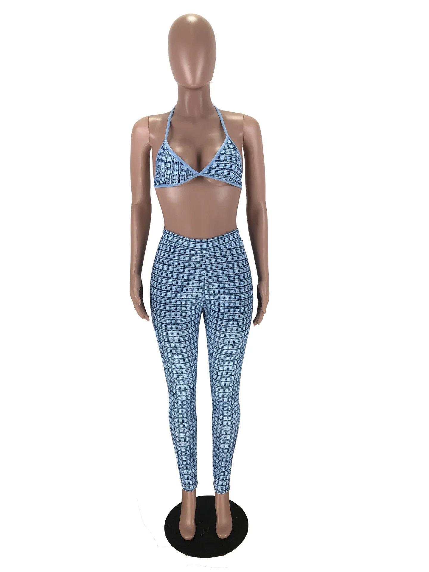 

Women's Casual Suit Printed Sexy Shirt Bra Pants Three-Piece Set European and American Fashion Women's Clothing