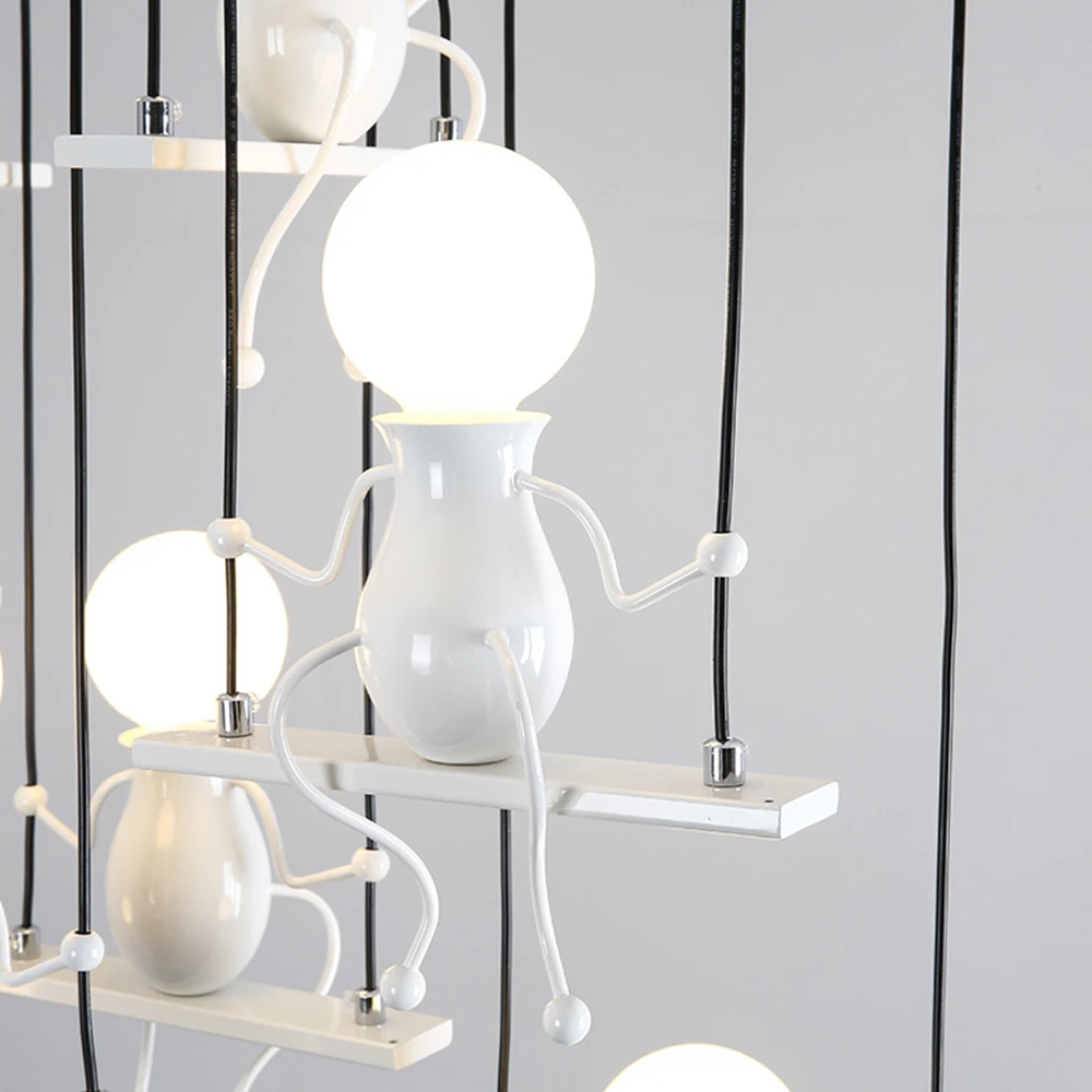 

Modern Cartoon Doll Chandeliers LED Creative Fixtures Iron Bedside Sconce Lamp for Kids Baby gift Living Room bathroom decora