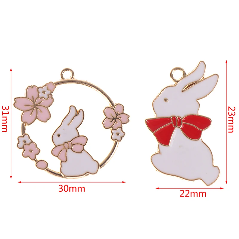 

10pcs Enamel Flowers Rabbit Charm Jewelry Accessories Earring Pendant Bracelet Necklace Charms Diy
