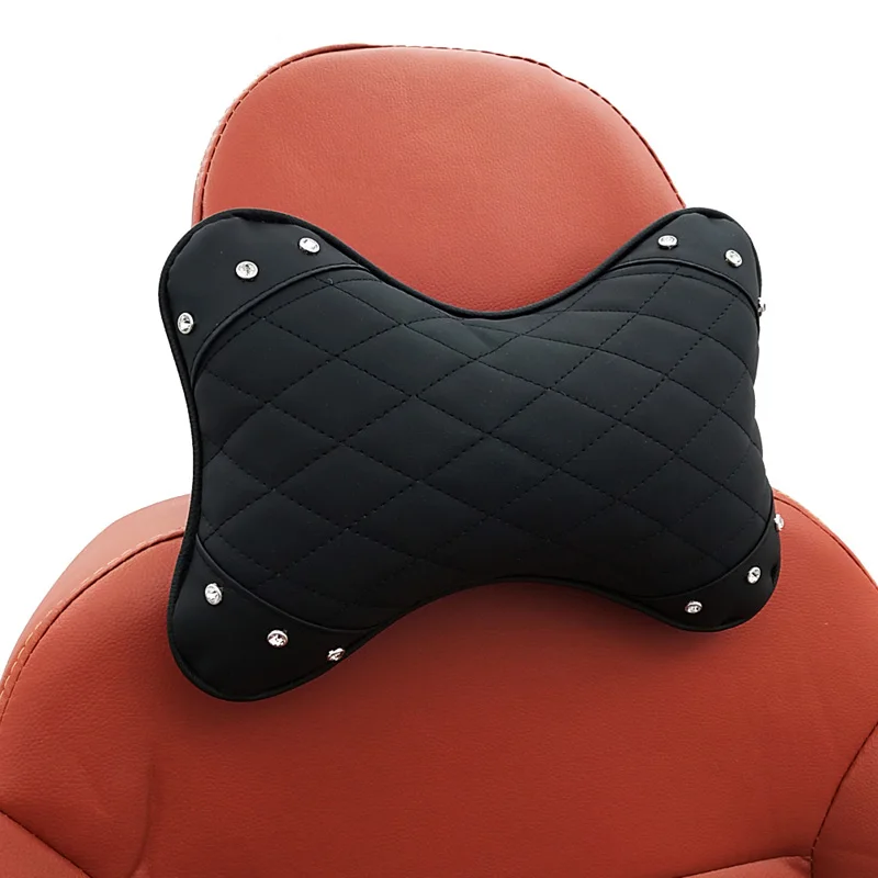 Подушка для автомобильного подголовника из искусственной кожи с кристаллами