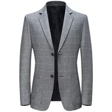 Ternos masculinos primavera e outono casaco xadrez fino ajuste preto masculino moda 2021 estilo britânico novo blazer de casamento (4)