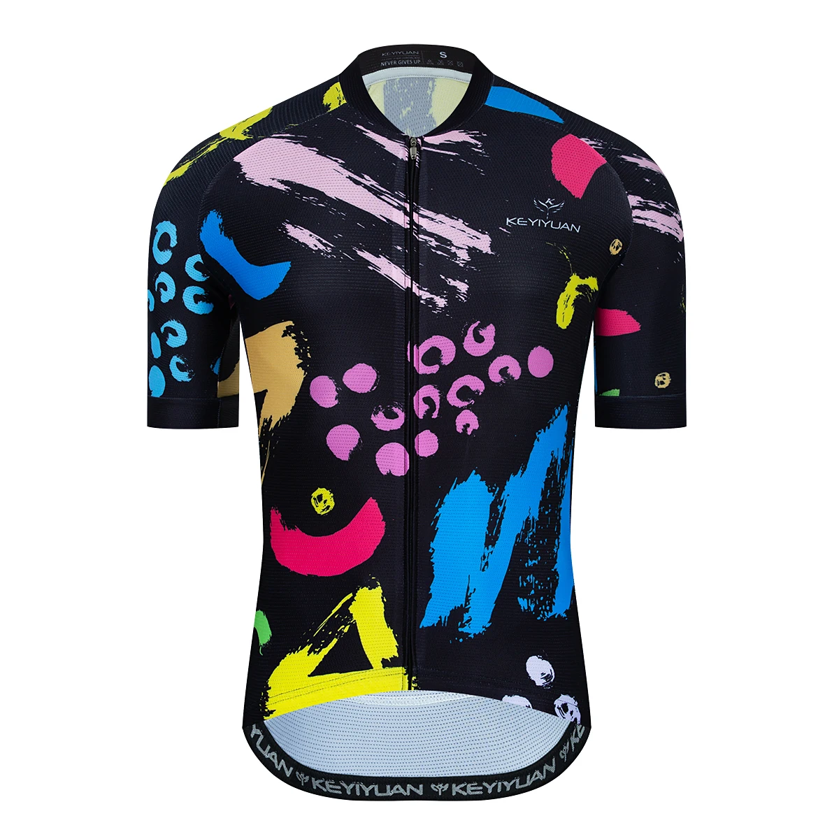

KEYIYUAN Mens Cycling Jersey Running Shirt Short Sleeve Breathable Cycling Shirt Sports T-Shirt Black Maillots Roupas Ciclismo