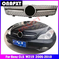for mercedes benz cls w219 amg diamond style plastic front bumper grill mesh racing middle grille center vertical bar 2005 2010