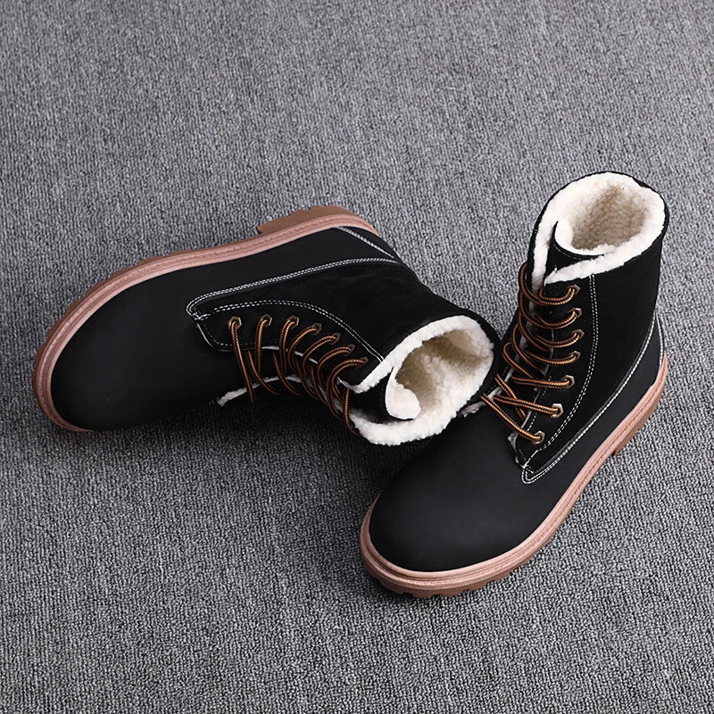 Зимние сапоги DHXH 2020 женские меховые теплые зимние из плотной кожи с бархатной