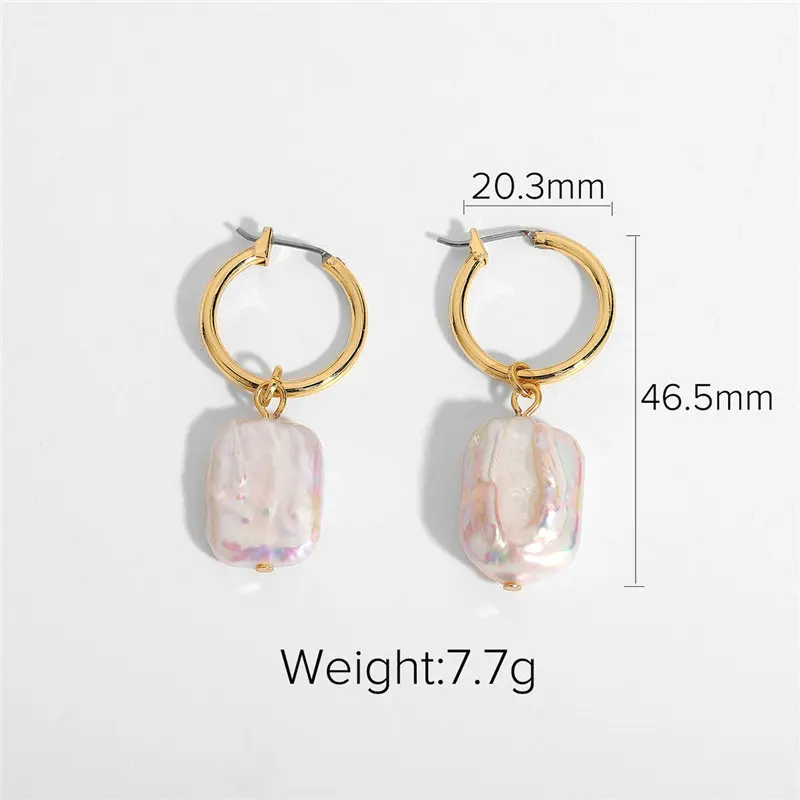 

HelloLook Baroque Natural Pearl Earrings for Women 18K Gold Plated Stainless Steel Drop Earrings Dainty Earring Jewelry