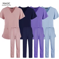 pet grooming institution scrubs set high quality spa uniforms unisex v neck work clothes medical suits clothes scrubs tops pants