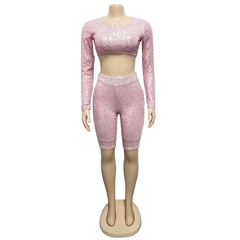 Сексуальный боди Женский комбинезон с длинным рукавом блестками из двух частей