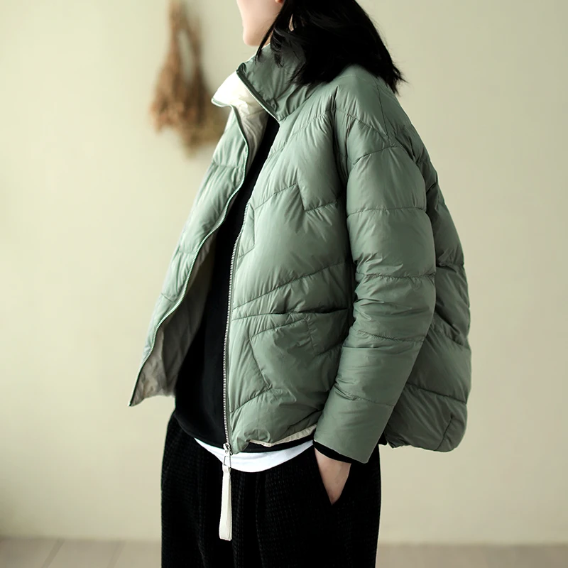 Женское пуховое пальто Осень зима Модные свободные теплые куртки новинка 2019