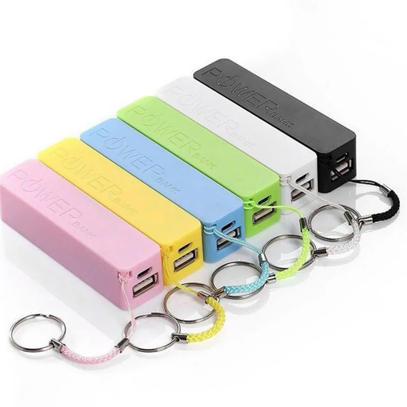 

Powerbank with Key Chain USB Portable 2600mAh External Power Bank Case Pack Box 18650 Battery Charger No Battery