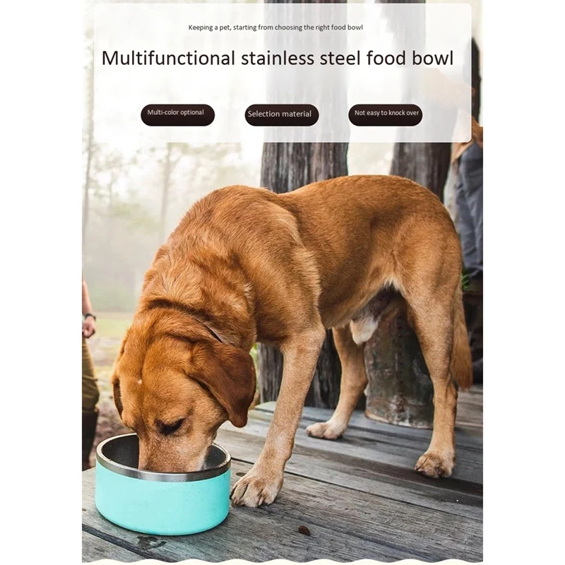 

64Oz Multifunctional Stainless Steel Pet Bowl, Round Non-Slip Dog Plate, Cat Rice Bowl, Feeder, Drinking Bowl