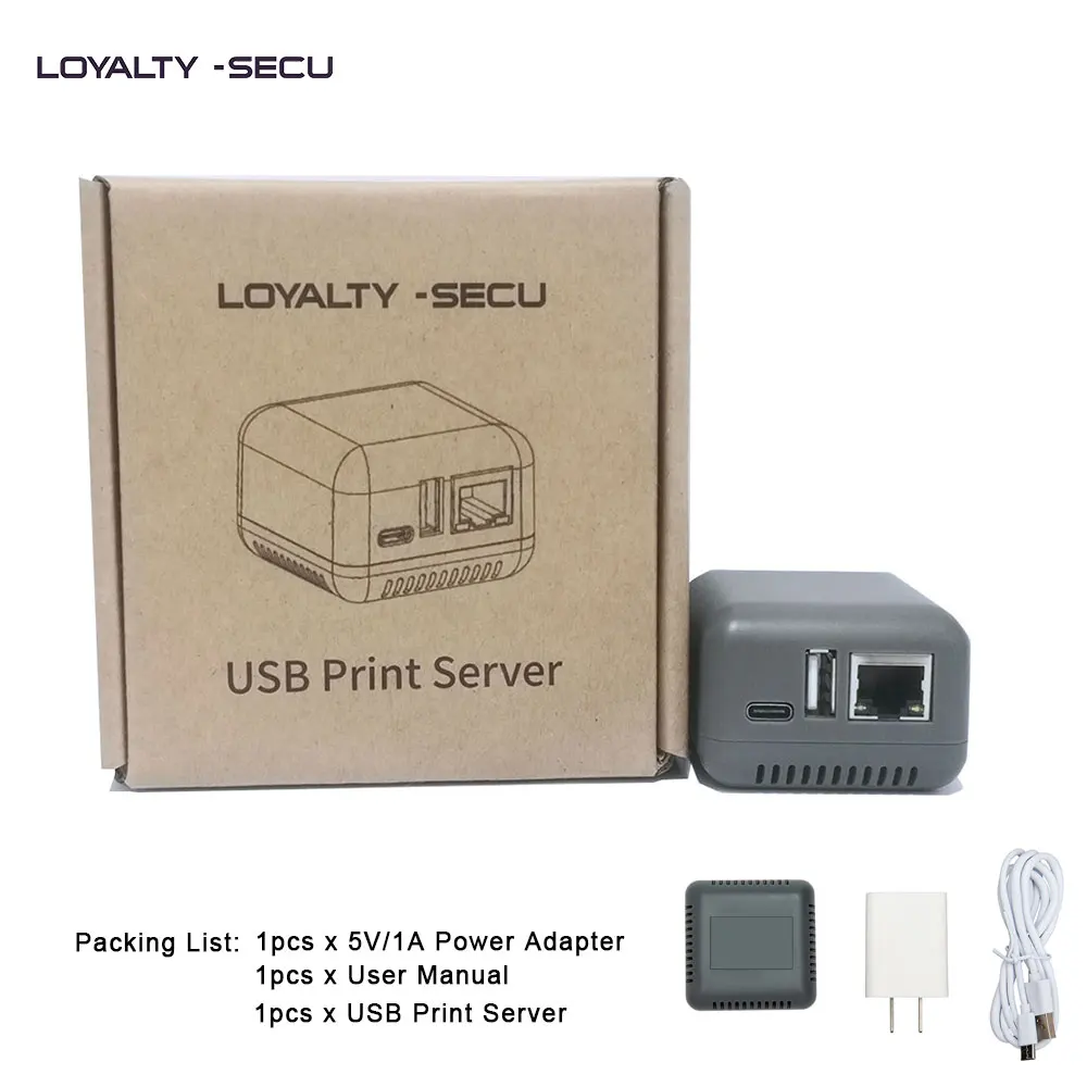 LOYALTY-SECU Сетевой адаптер для принтера сервера USB терминальная печать Windows 10 серый |