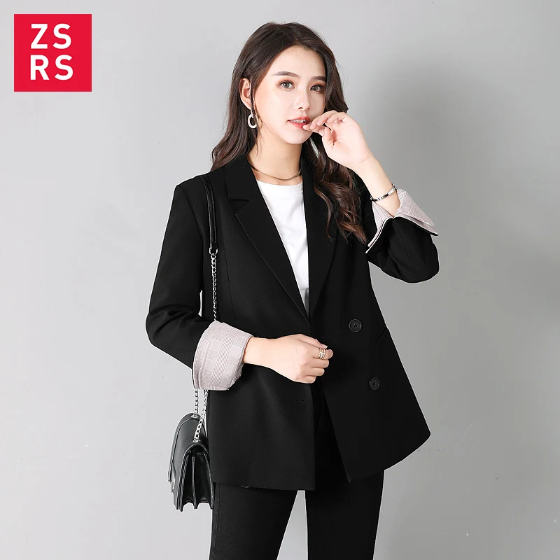 Высококачественный повседневный костюм женский 2019 осенний Новый двубортный