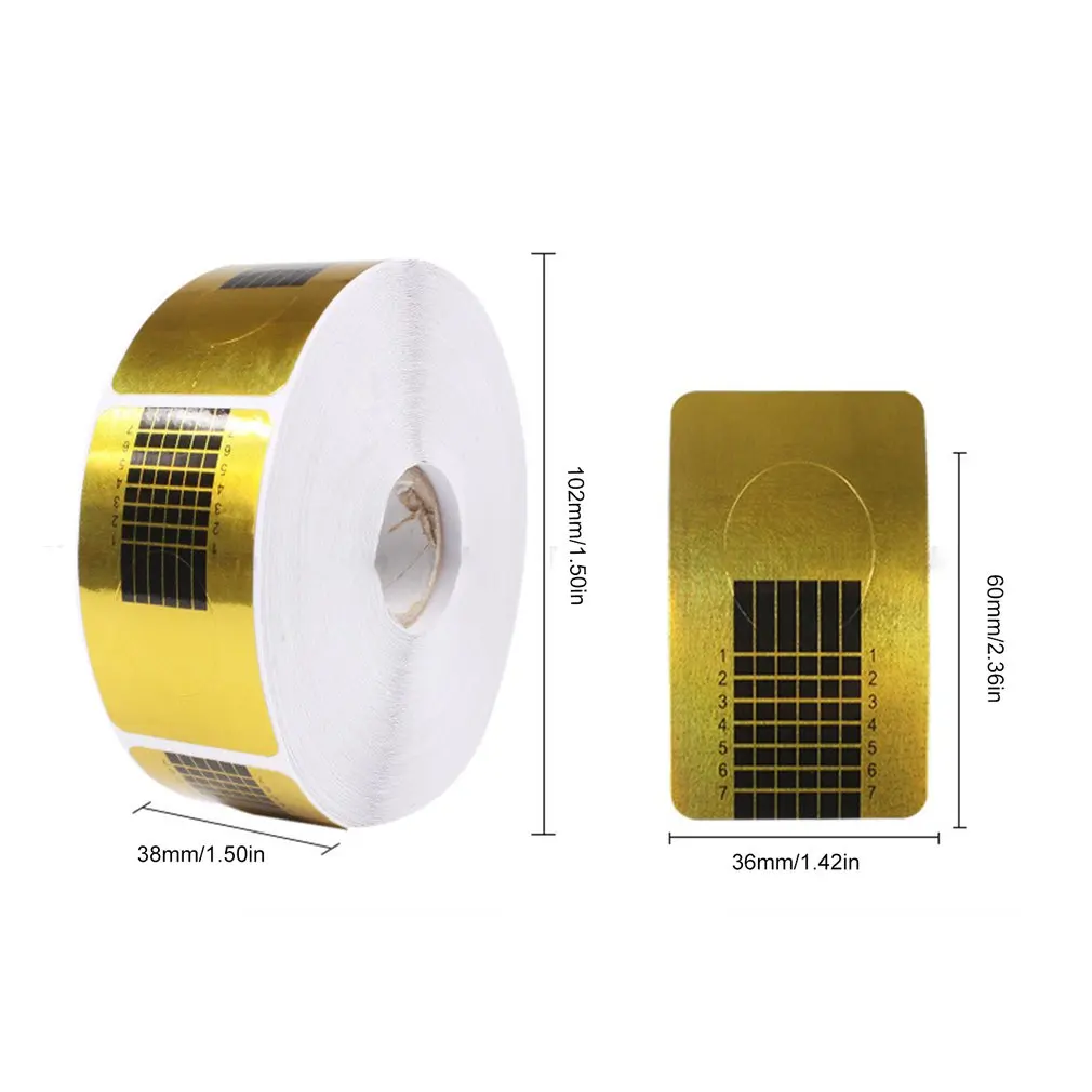 

500 PCS Gold Nails Gel Extension Sticker Guide Nail Art Acrylic Nail Forms Form Acrylic Tip Gel Extension Sticker