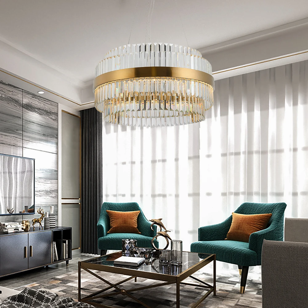 Youlaike современная роскошная Золотая хрустальная люстра светильник для гостиной