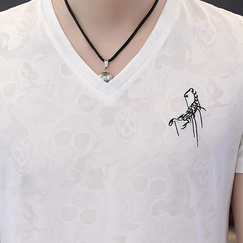 Облегающая Мужская футболка тонкая с коротким рукавом Ультра Тонкая шелковая