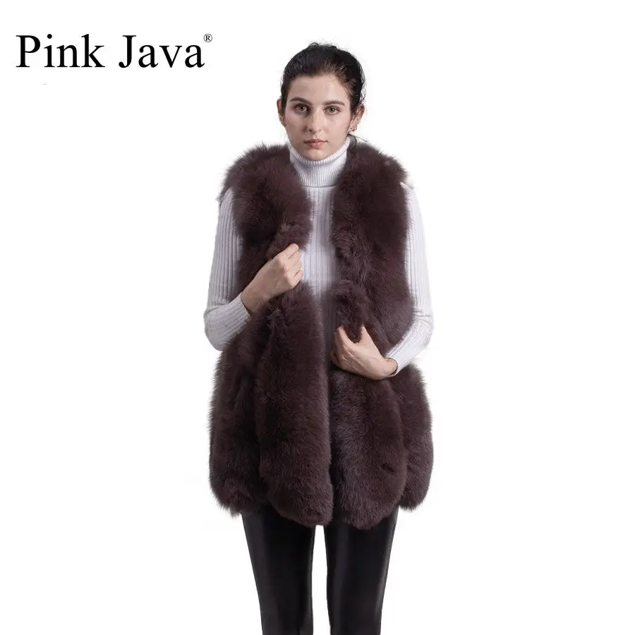 Женский зимний меховой жилет Розовый Модный из натурального Лисьего меха java QC8074