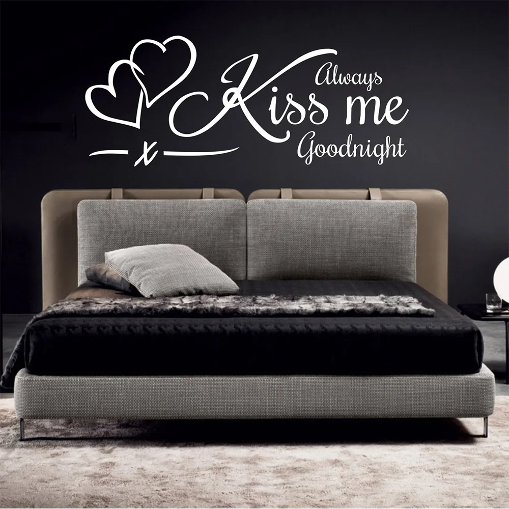 Новинка 2019 виниловая настенная наклейка с цитатами Always Kiss Me Good Night Настенная