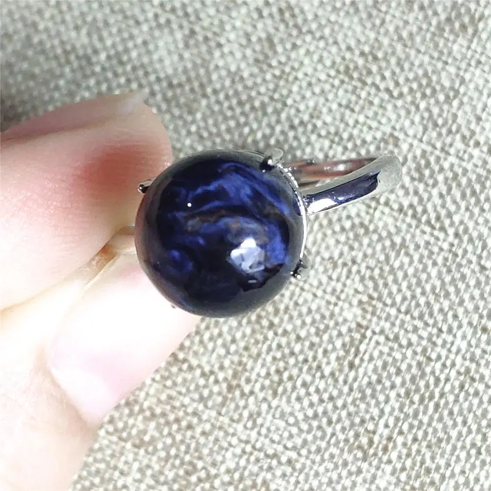 Регулируемое кольцо с натуральным камнем кошачий глаз 11 х11 мм | Украшения и