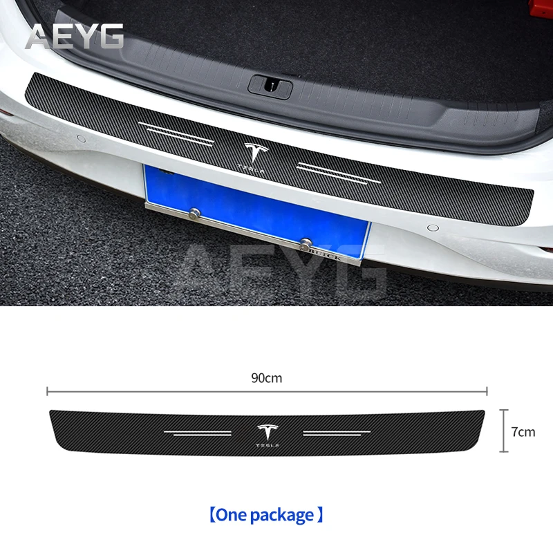 Защитные наклейки для заднего бампера автомобиля из углеродного волокна Tesla Model 3