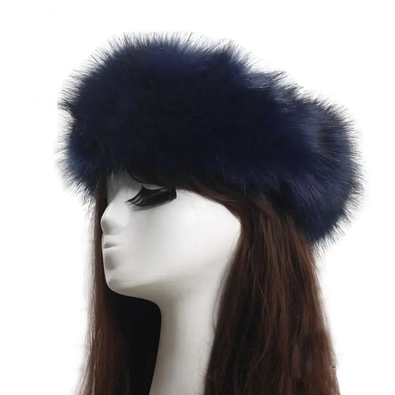 Winter Thick Fox Hair Circle Russian Hat Fluffy Headband Female Fur Headband Furry Headband Wide Headdress Ski Hat Accessories images - 6