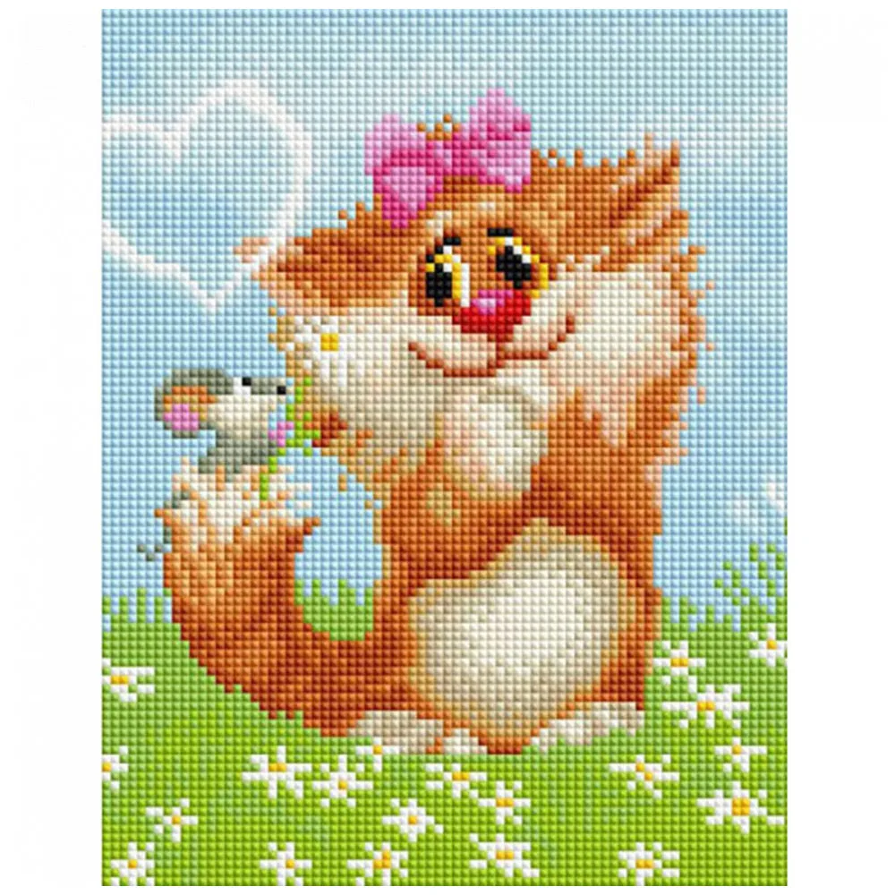 &quotРыжая кошечка&quot Алмазная мозаика на холсте 20*25. Белоснежка. 008-ST-PS | Игрушки и