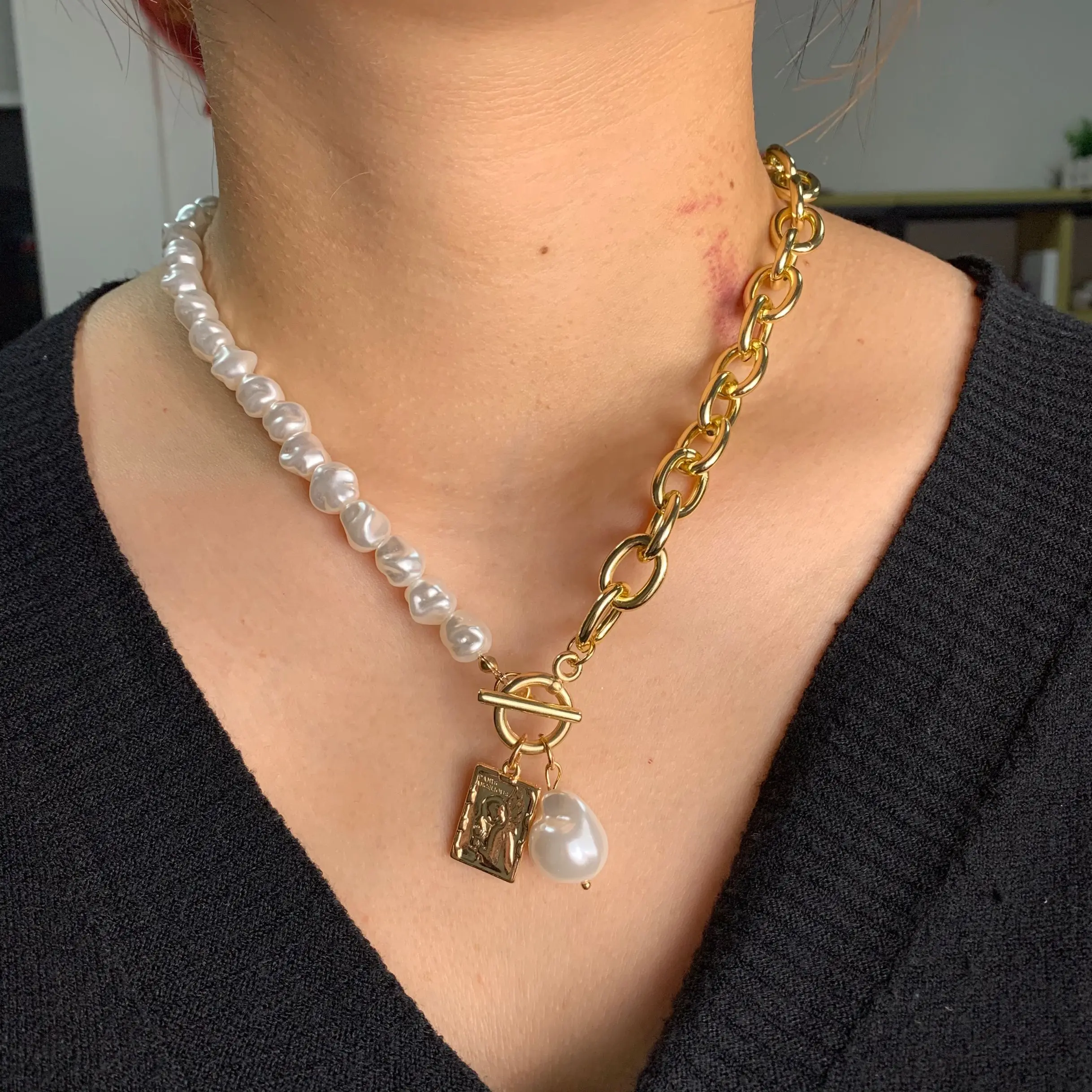 Ожерелье-чокер женское неправильной формы из сплава и жемчуга - купить по