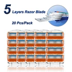 Бритвенные Лезвия для мужчин, сменные t-образные головки из нержавеющей стали, 5 слоев, для Gillette Fusion