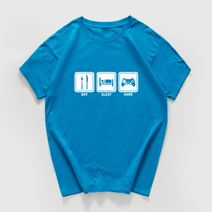 Eat Sleep Game, футболка, смешной геймер, игровой подарок, топ, повседневная, саркастичная, мужская, крутая, хлопковая, креативная уличная футболка, мужская одежда